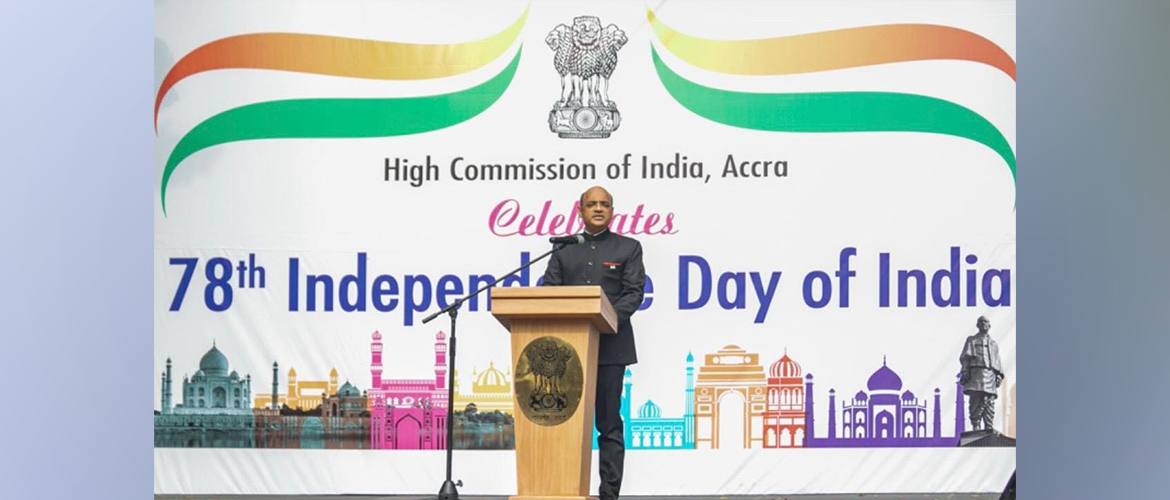  High Commissioner, Mr. Manish Gupta, reading the President’s speech during the 78th
Independence Day and flag hoisting ceremony| 15 August, 2024; India House, Accra.