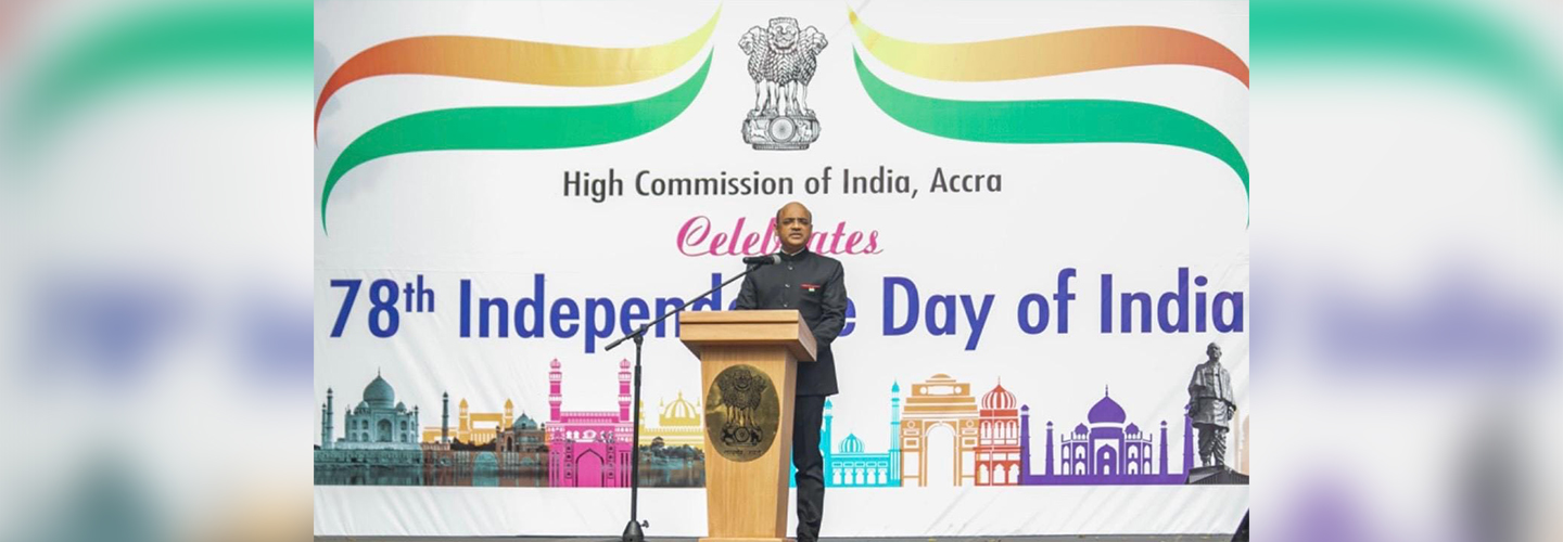  High Commissioner, Mr. Manish Gupta, reading the President’s speech during the 78th
Independence Day and flag hoisting ceremony| 15 August, 2024; India House, Accra.