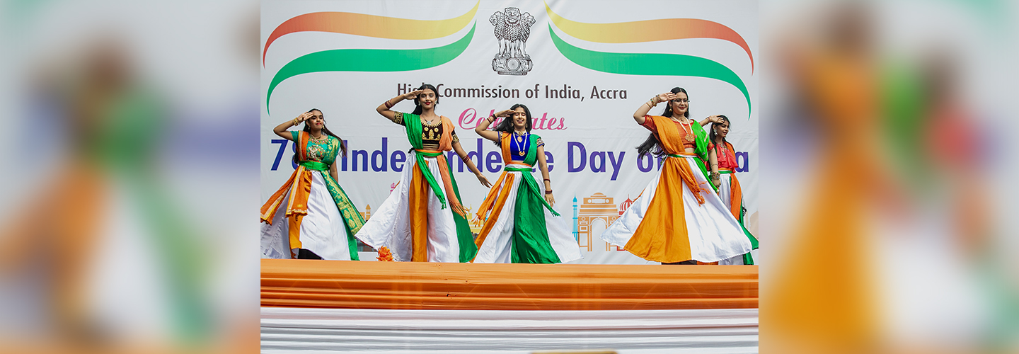  Dance performance by students from DPS International School during the 78th Independence
Day and flag hoisting ceremony| 15 August, 2024; India House, Accra.